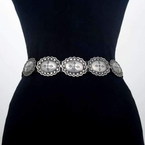 Hammered Concho Leather Belt