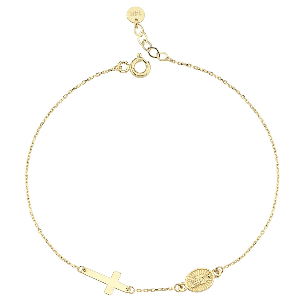 14K Gold Cross Bracelet