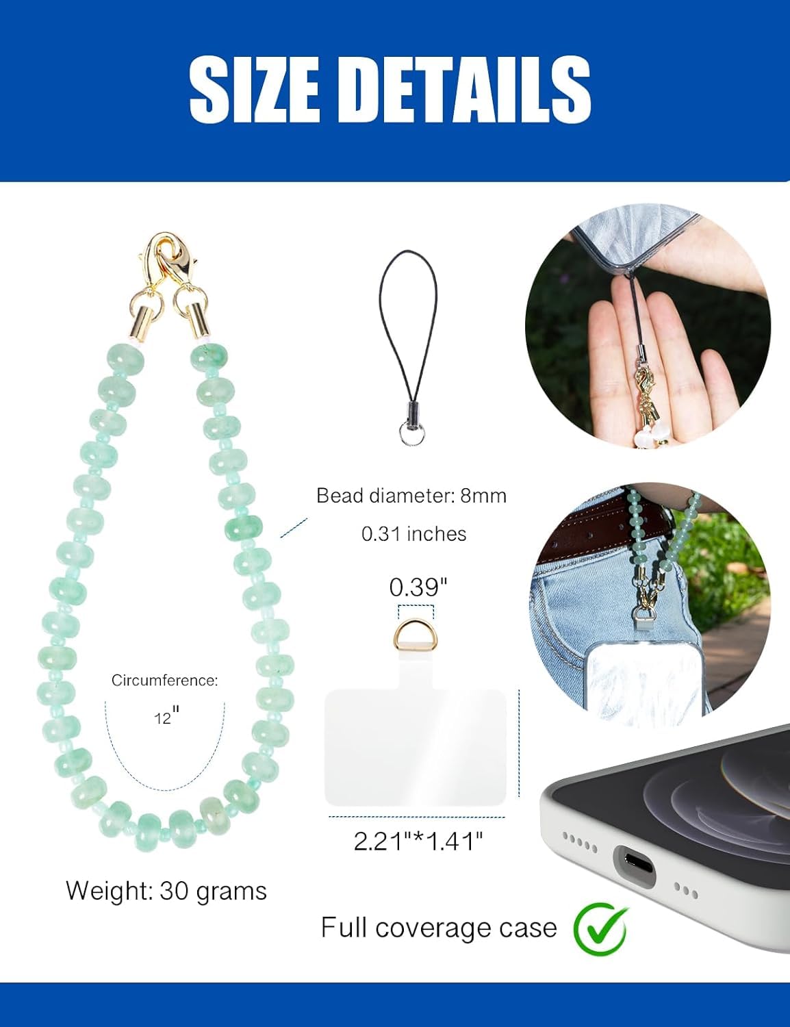 Natural Stone Phone Charm