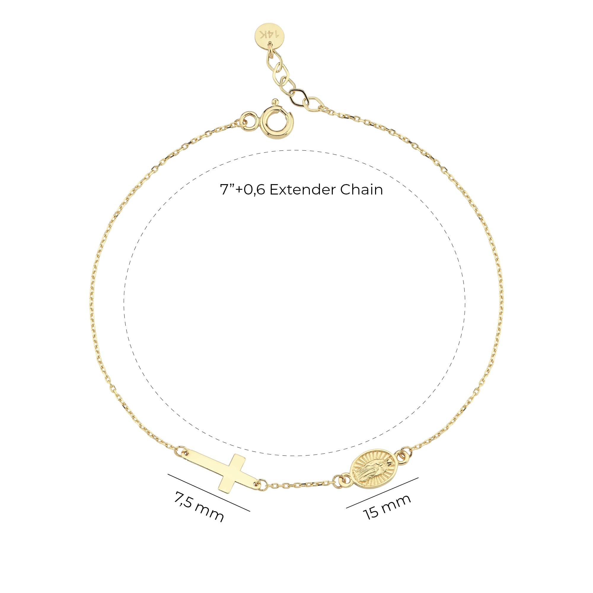 14K Gold Cross Bracelet