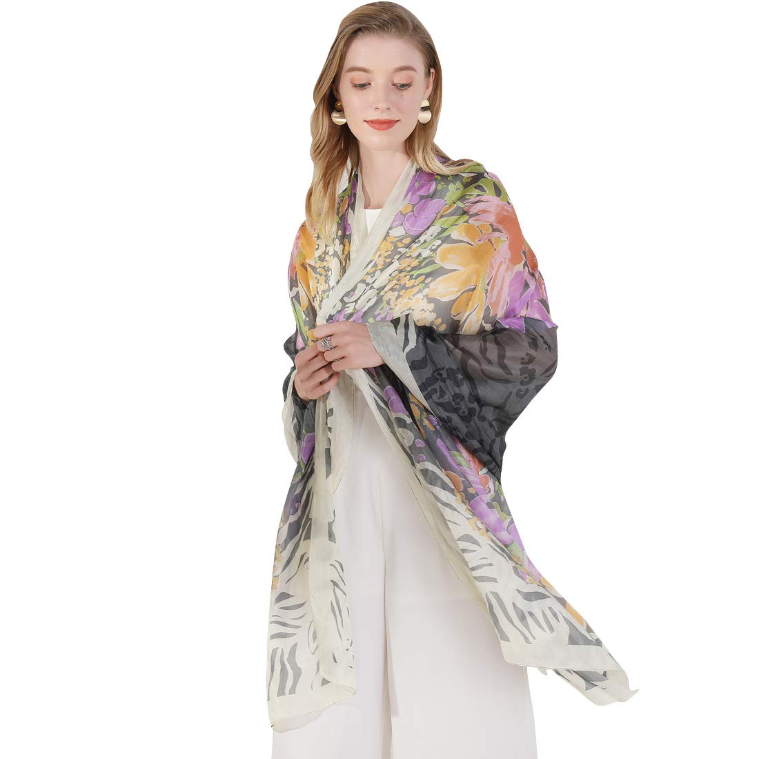 Mulberry Silk Floral Shawl