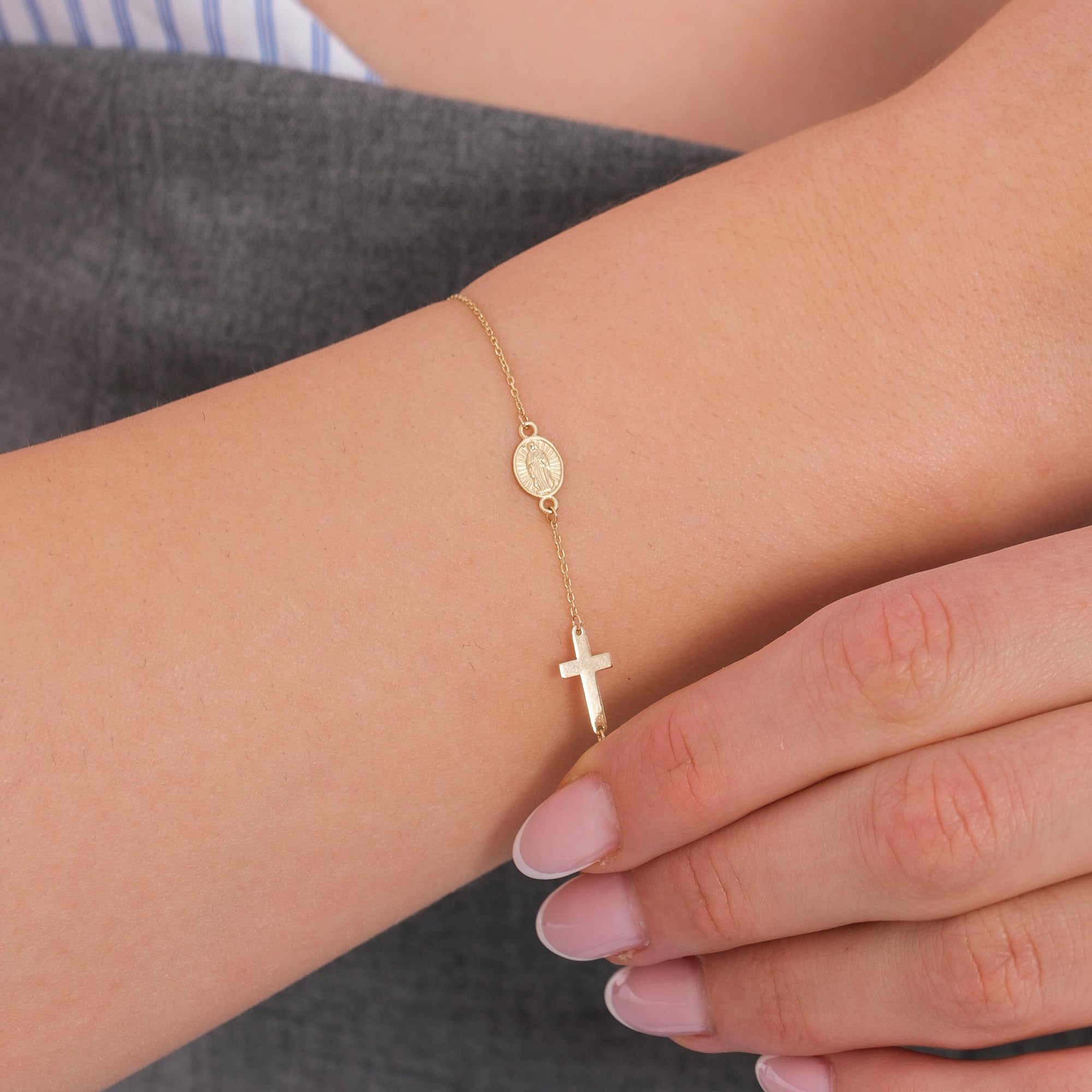 14K Gold Cross Bracelet