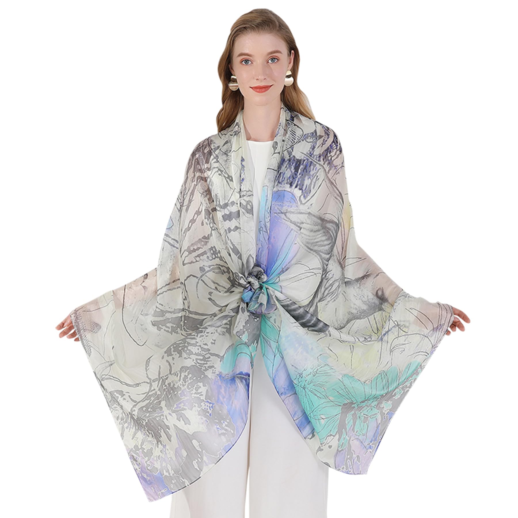 Mulberry Silk Floral Shawl