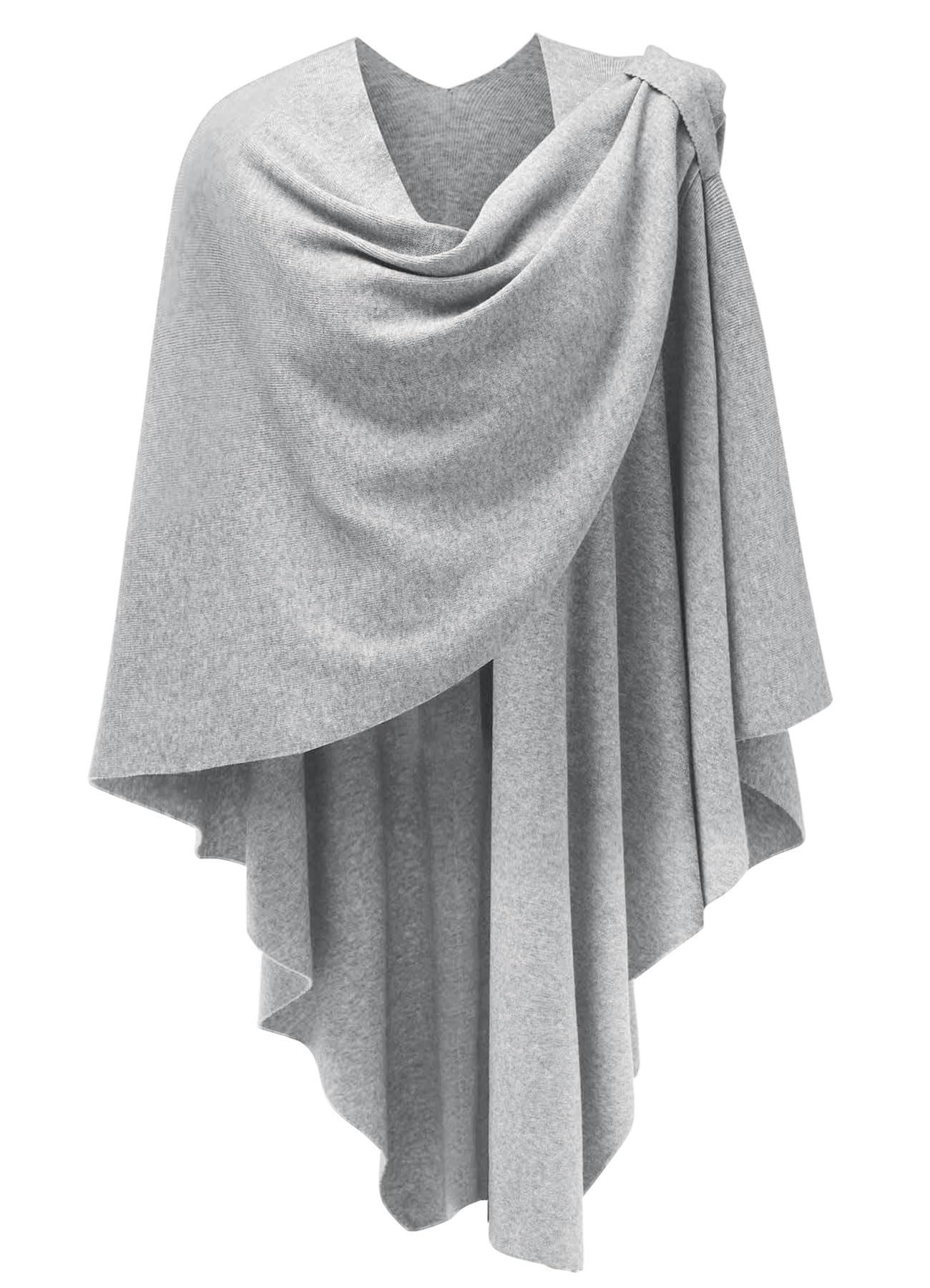 PULI Womens Large Cross Front Poncho Sweater Wrap Topper Knitted Elegant Shawls Cape for Fall Winter