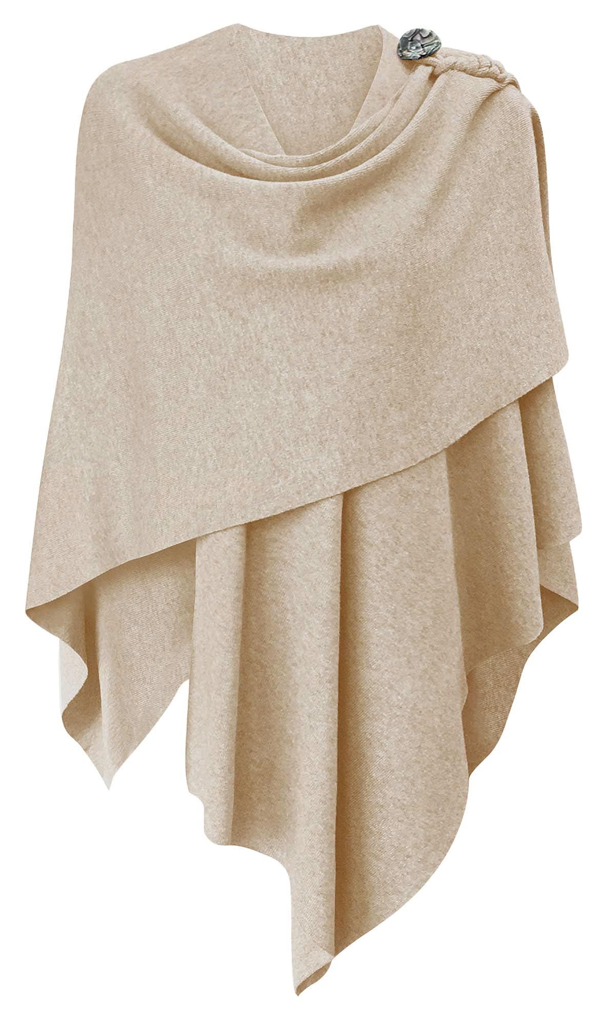 PULI Womens Large Cross Front Poncho Sweater Wrap Topper Knitted Elegant Shawls Cape for Fall Winter