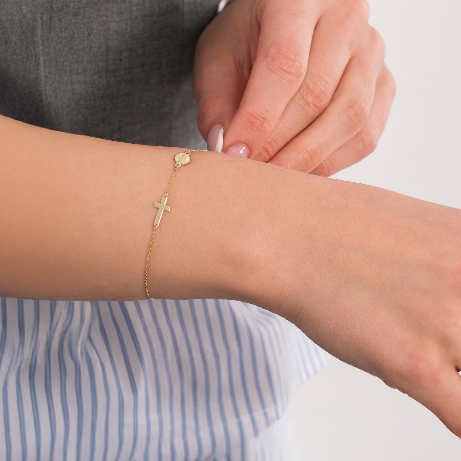 14K Gold Cross Bracelet