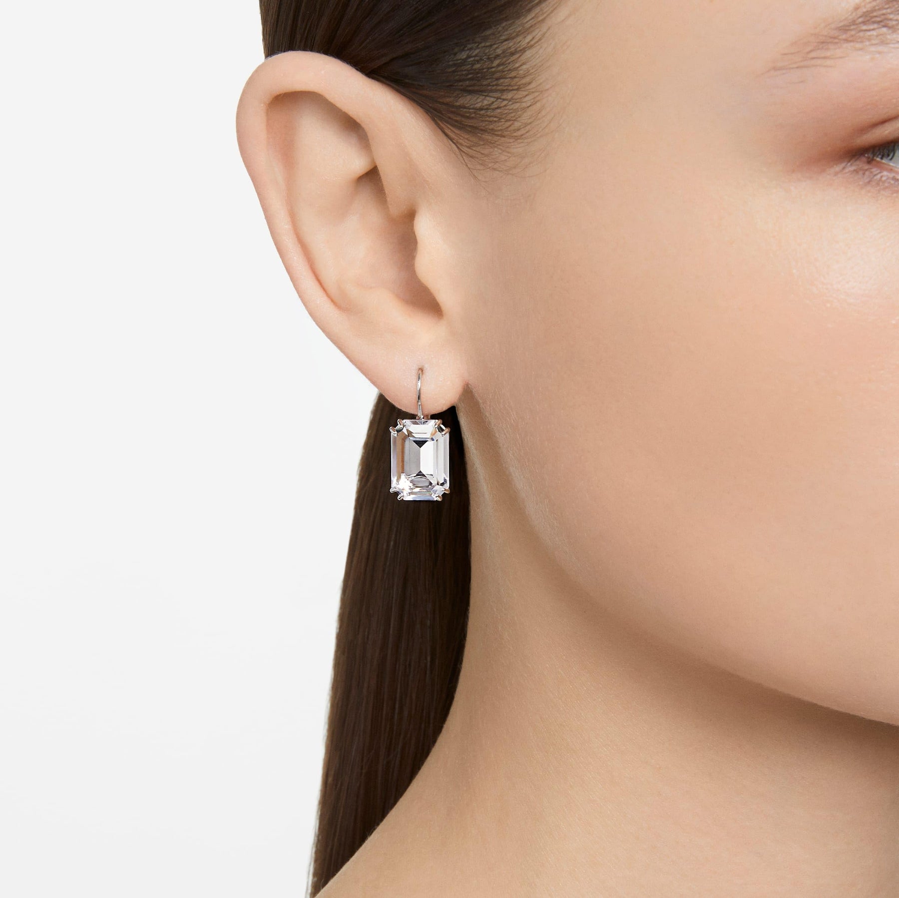 Octagon Crystal Drop Earrings