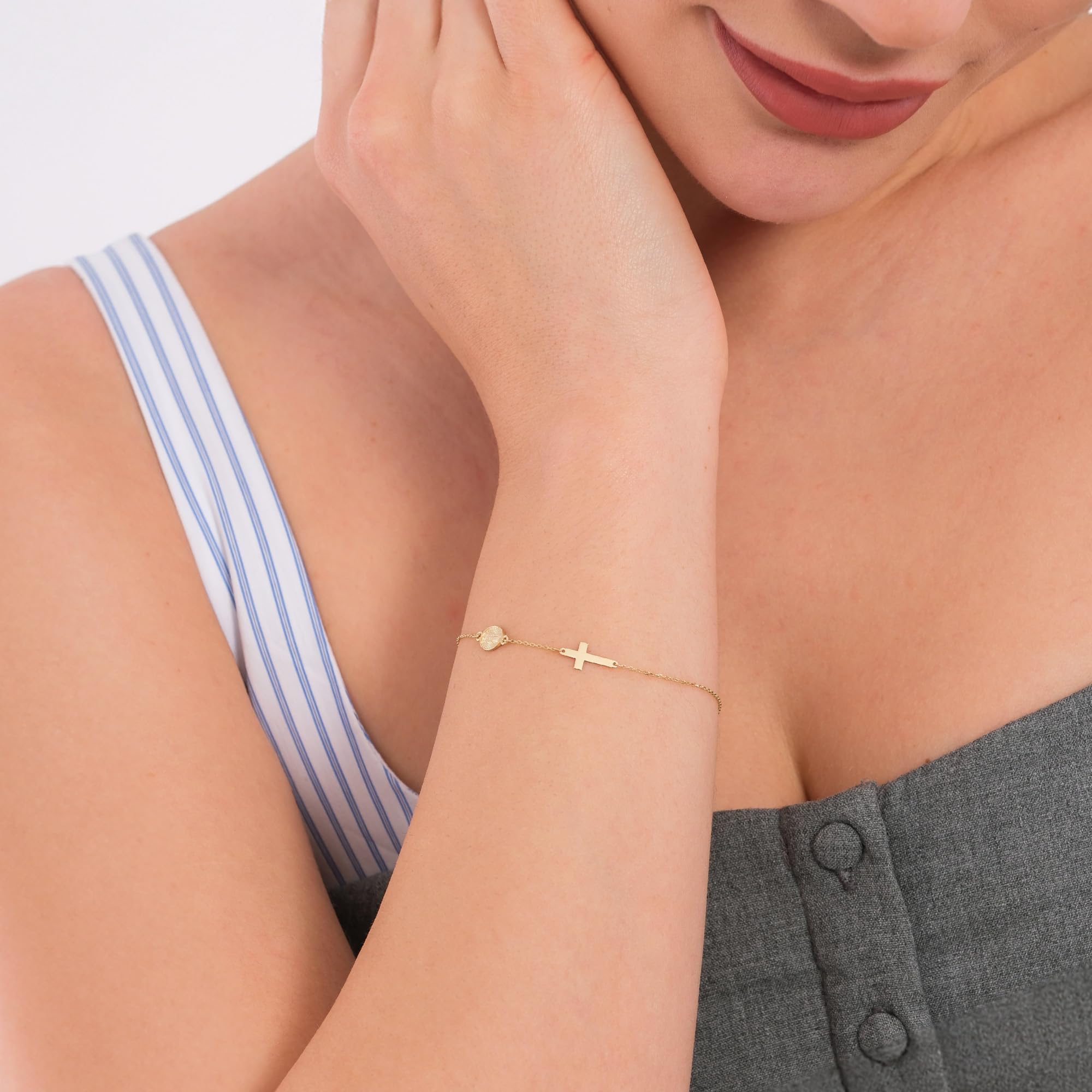 14K Gold Cross Bracelet