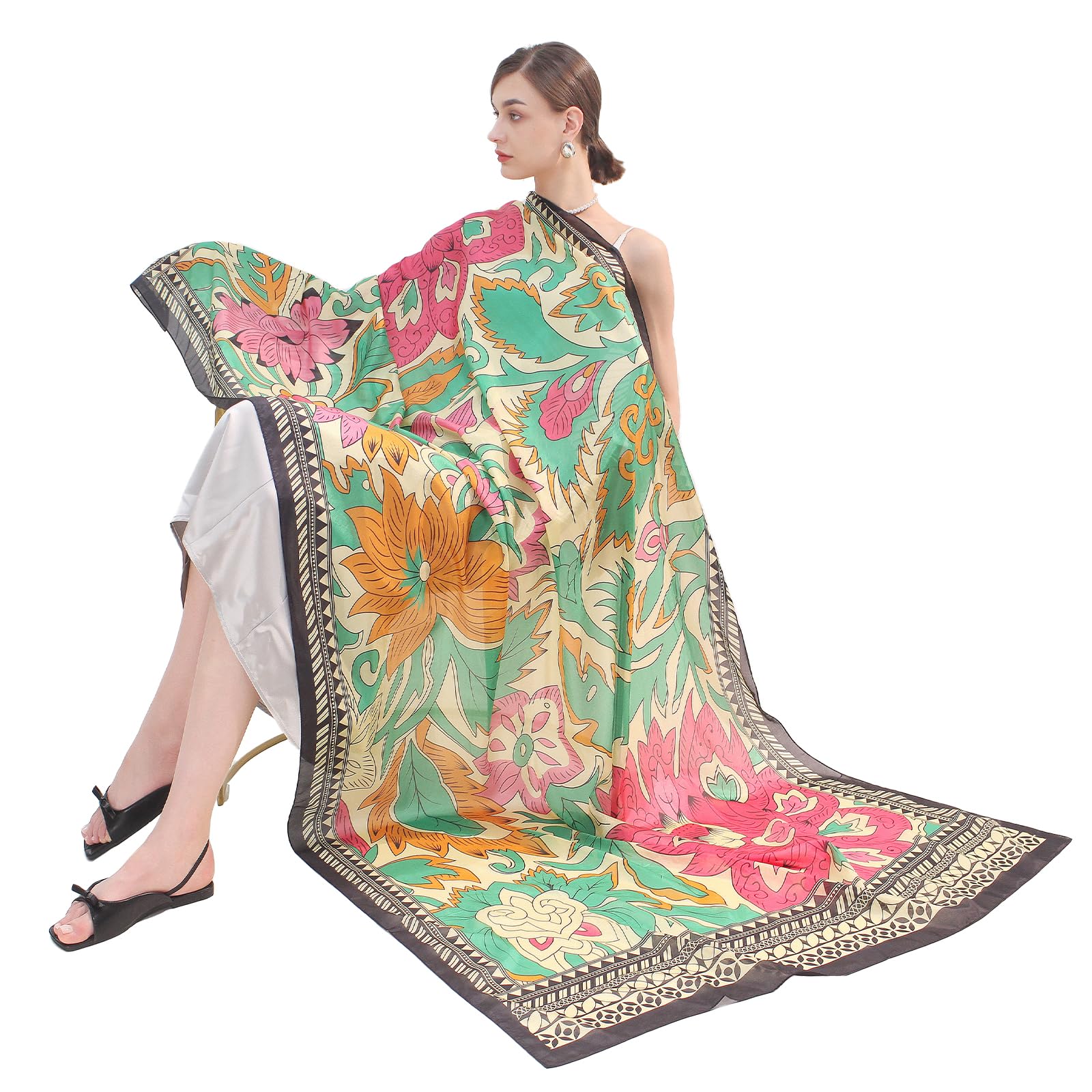 Mulberry Silk Floral Shawl