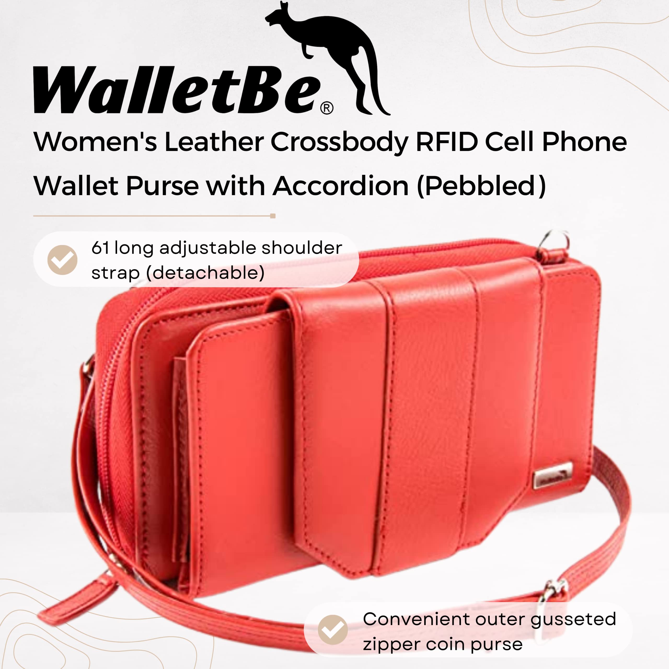 Leather RFID Phone Wallet Crossbody
