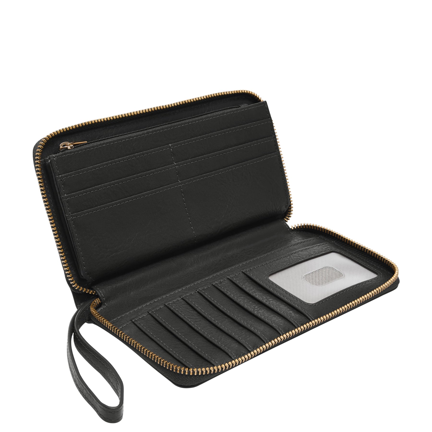 Leather Zip Around Clutch Wallet