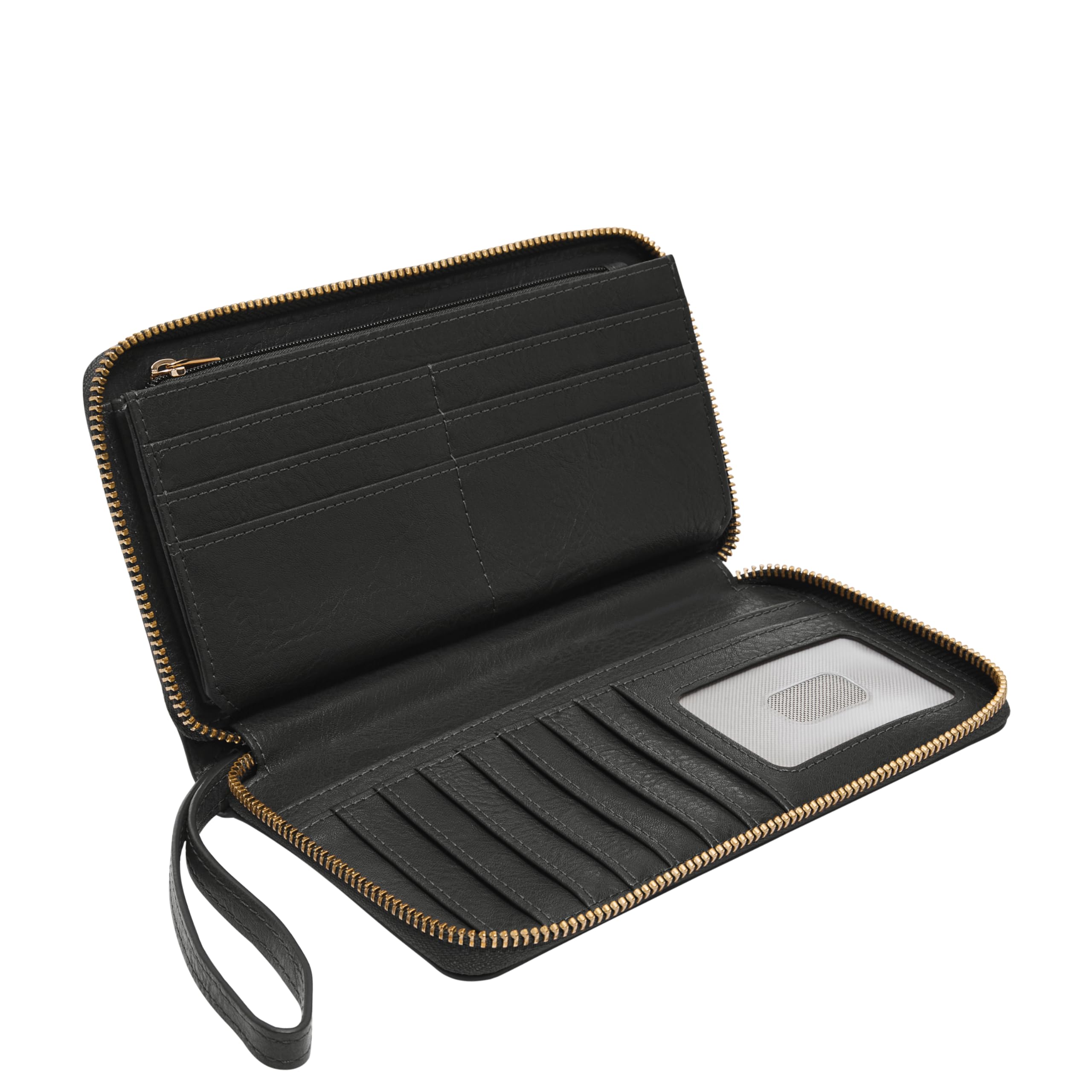 Leather Zip Around Clutch Wallet
