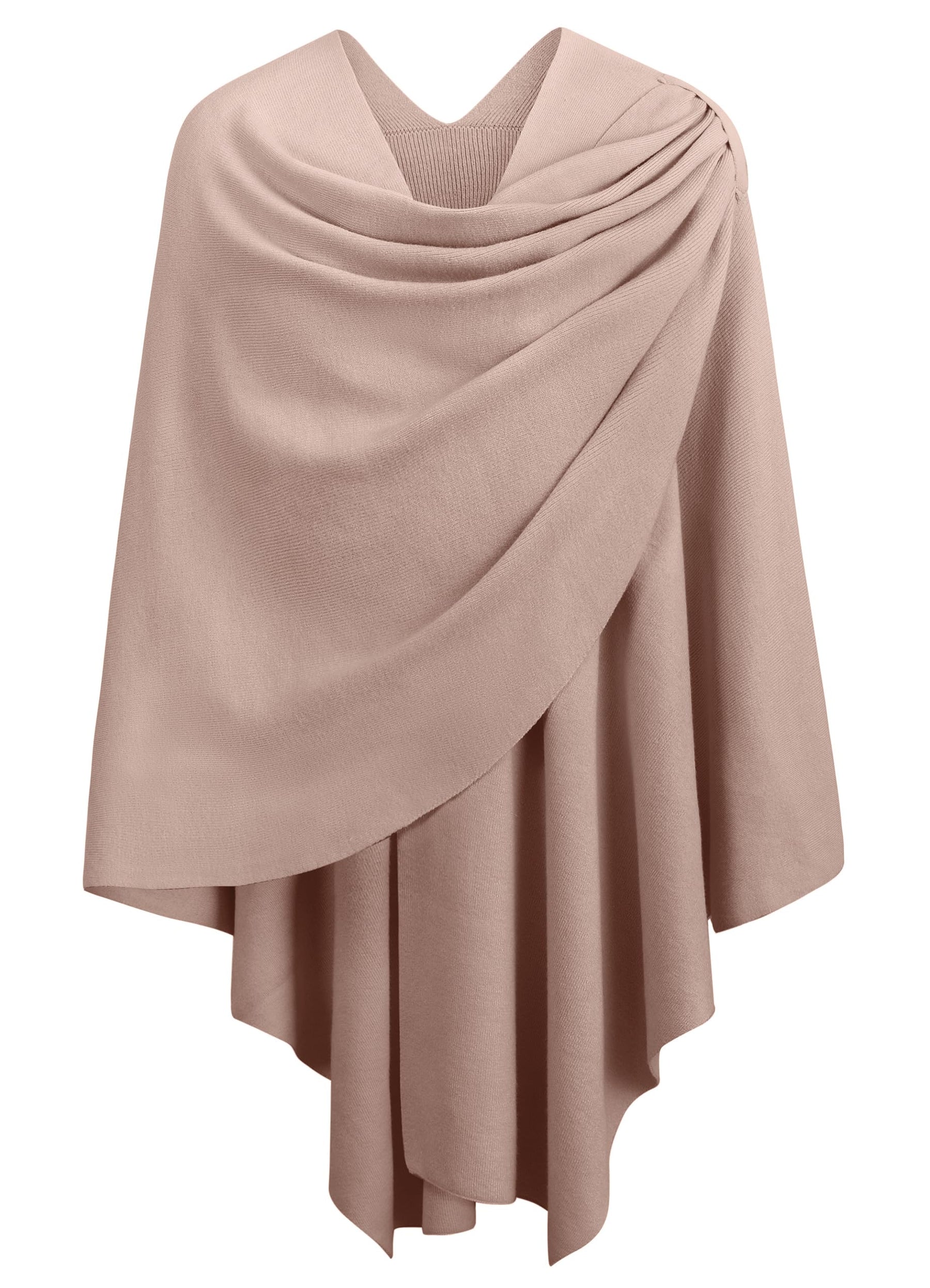 PULI Womens Large Cross Front Poncho Sweater Wrap Topper Knitted Elegant Shawls Cape for Fall Winter