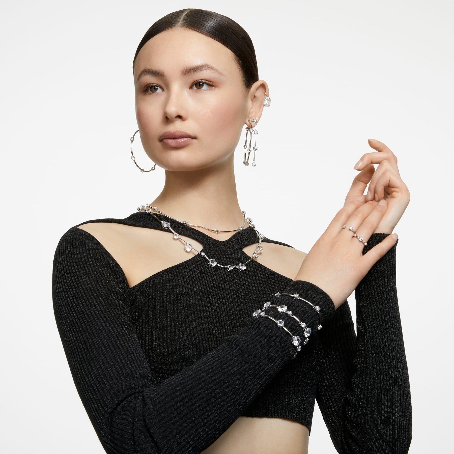 Octagon Crystal Drop Earrings