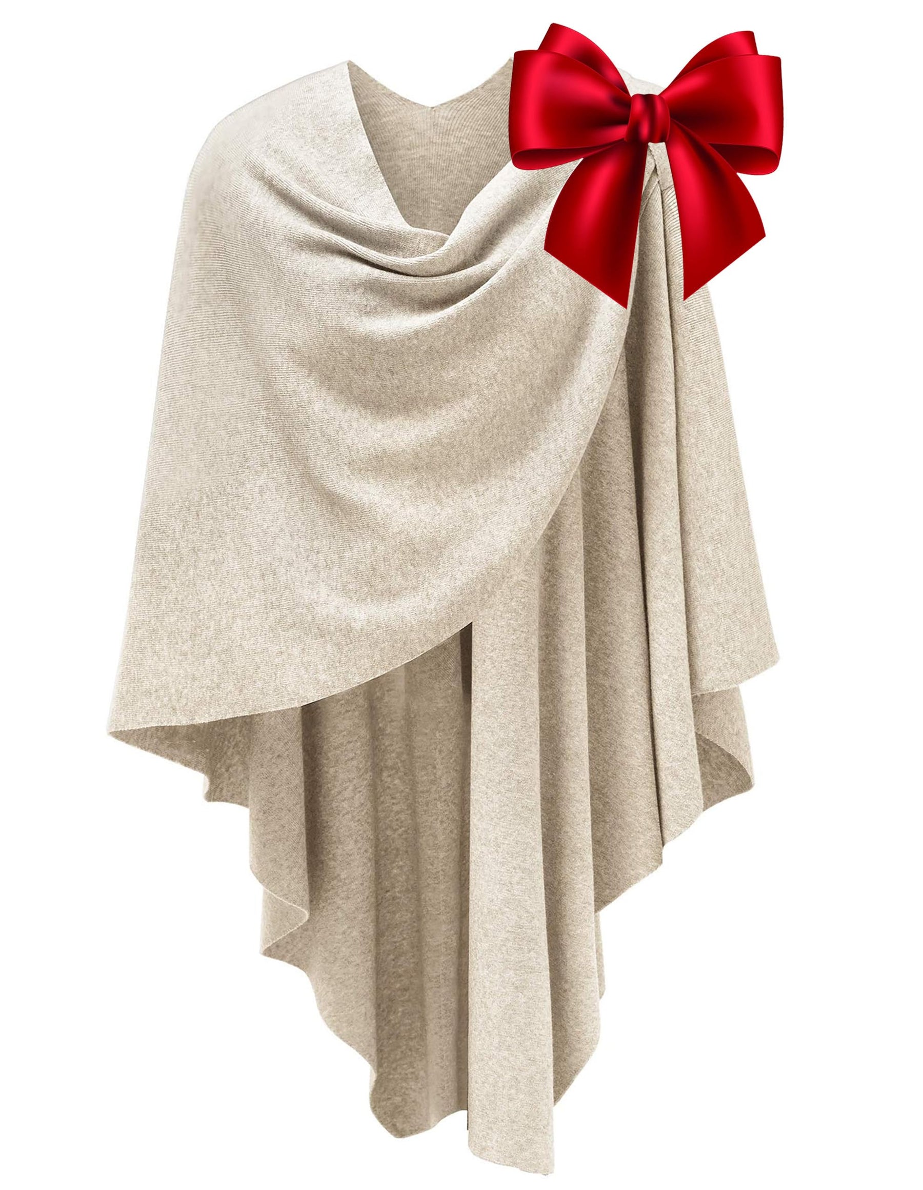 PULI Womens Large Cross Front Poncho Sweater Wrap Topper Knitted Elegant Shawls Cape for Fall Winter