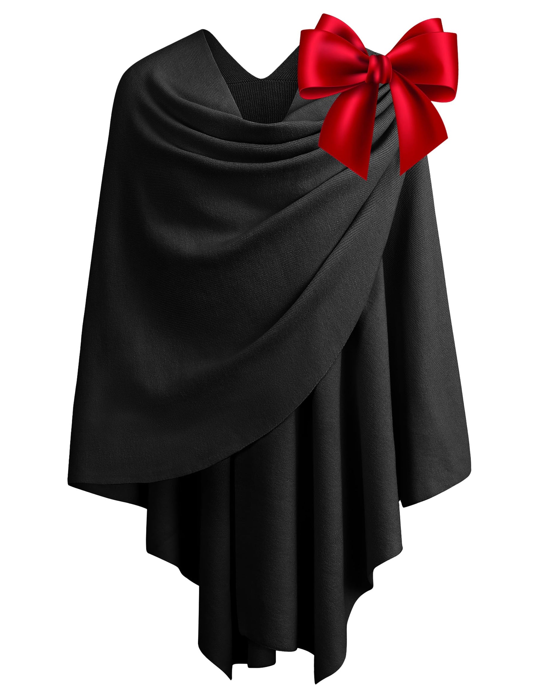 PULI Womens Large Cross Front Poncho Sweater Wrap Topper Knitted Elegant Shawls Cape for Fall Winter