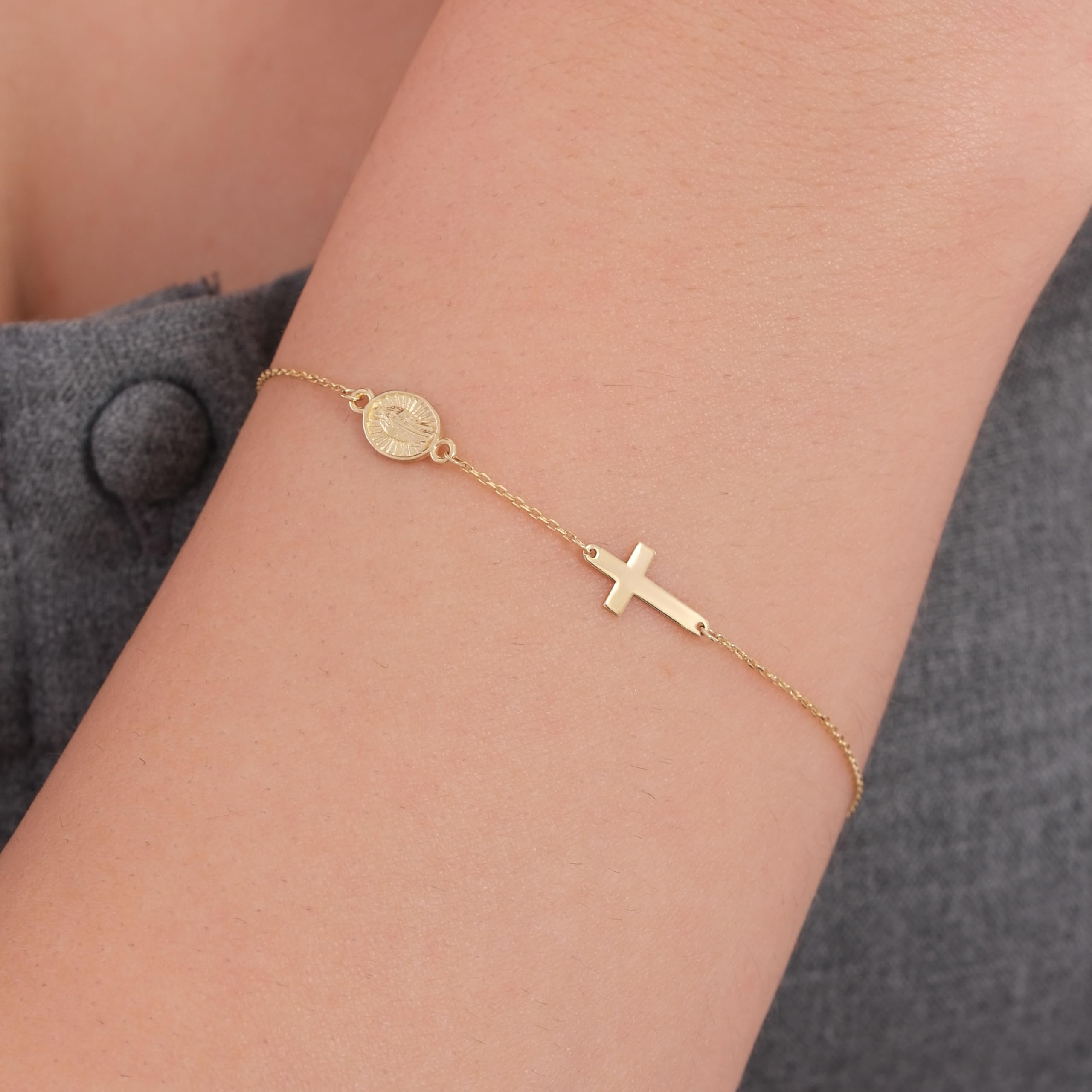 14K Gold Cross Bracelet
